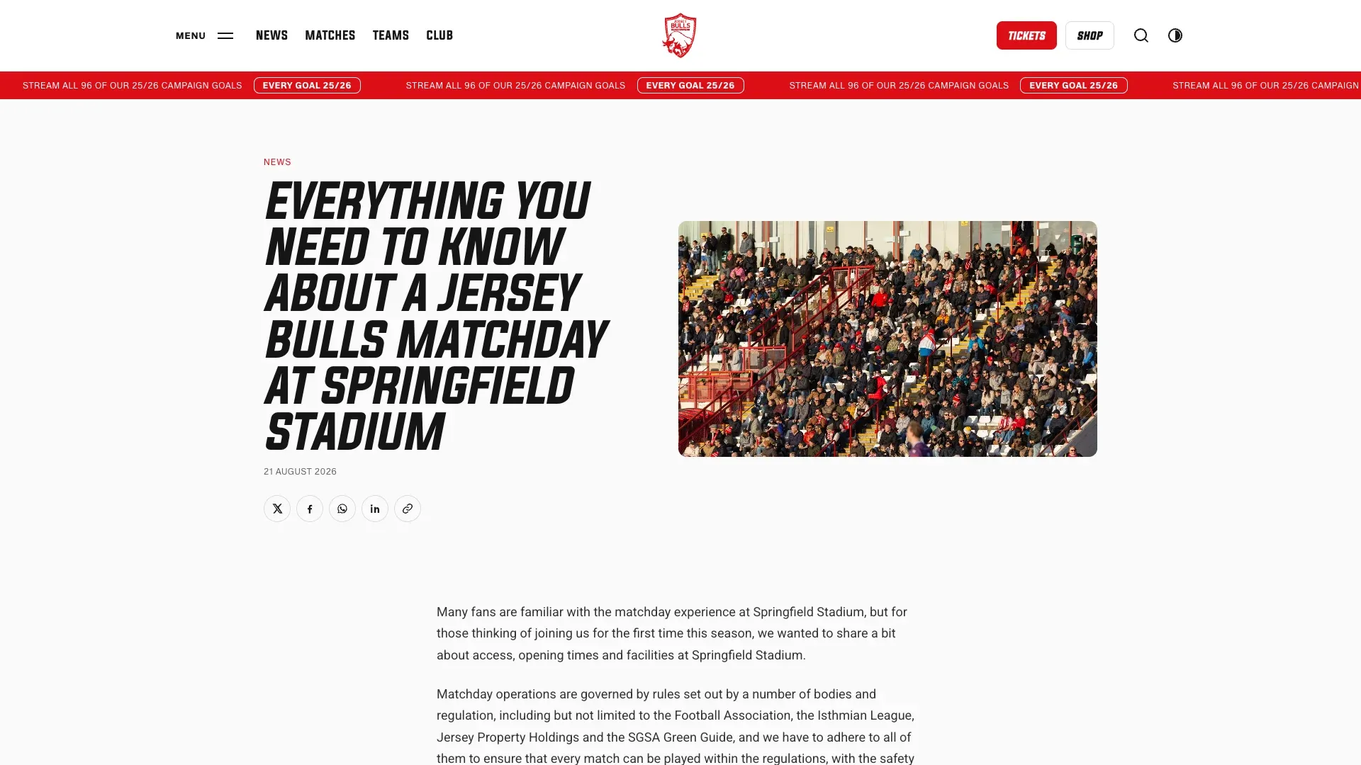 Practical matchday information for a visit to Springfield.