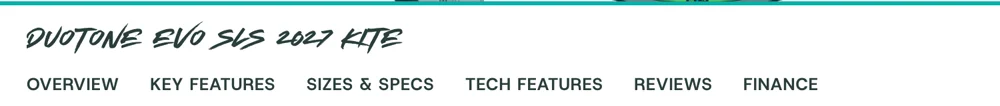 Close-up of the product page: product section navigation