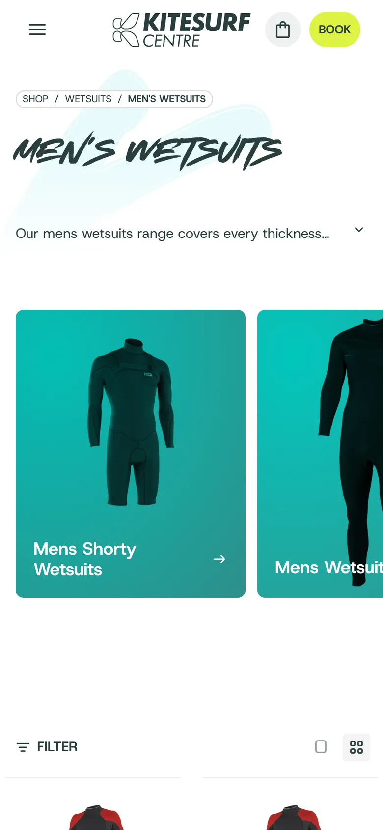 The Men’s Wetsuits collection on a phone
